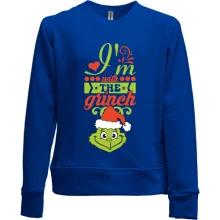 Детский свитшот без начеса с Гринчем "i`m with the Grinch"